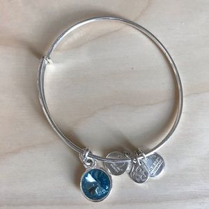 Aquamarine Swarovski Birthstone Charm Bangle